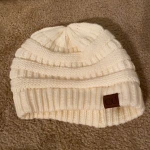 C.C white beanie